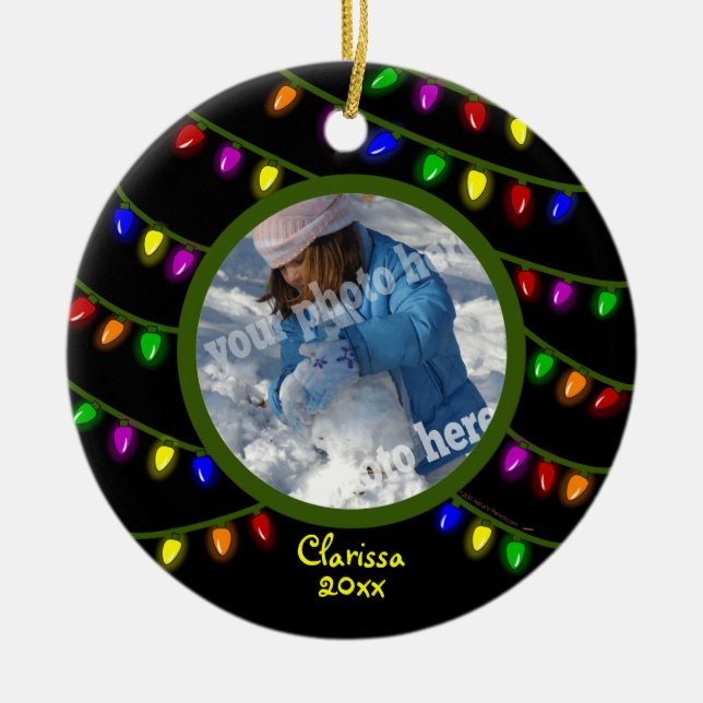 Glowing Lights Custom Photo Christmas Ornament (Front)