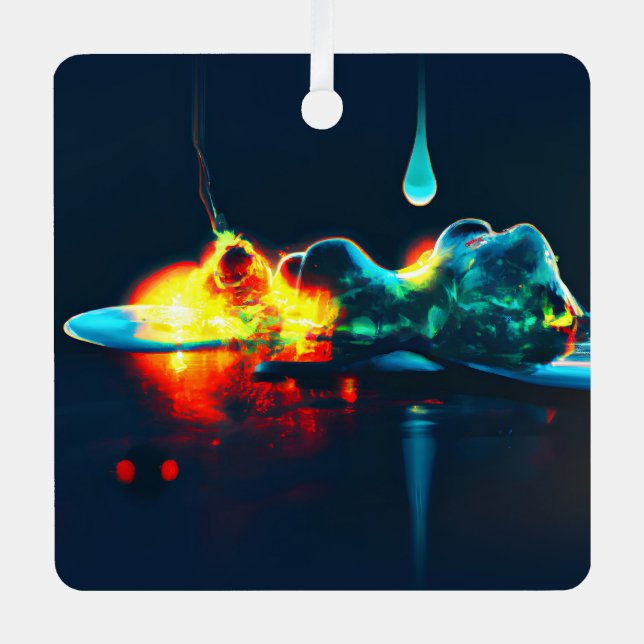 Glowing Liquid Drip Metal Ornament (Front)