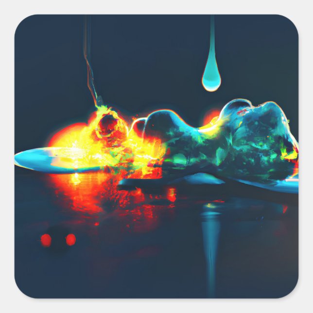 Glowing Liquid Drip Square Sticker (Front)