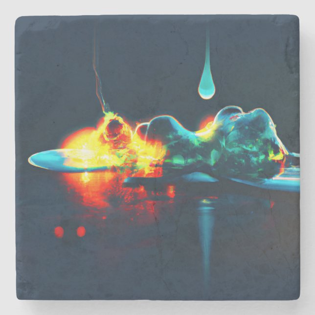 Glowing Liquid Drip Stone Coaster (Front)