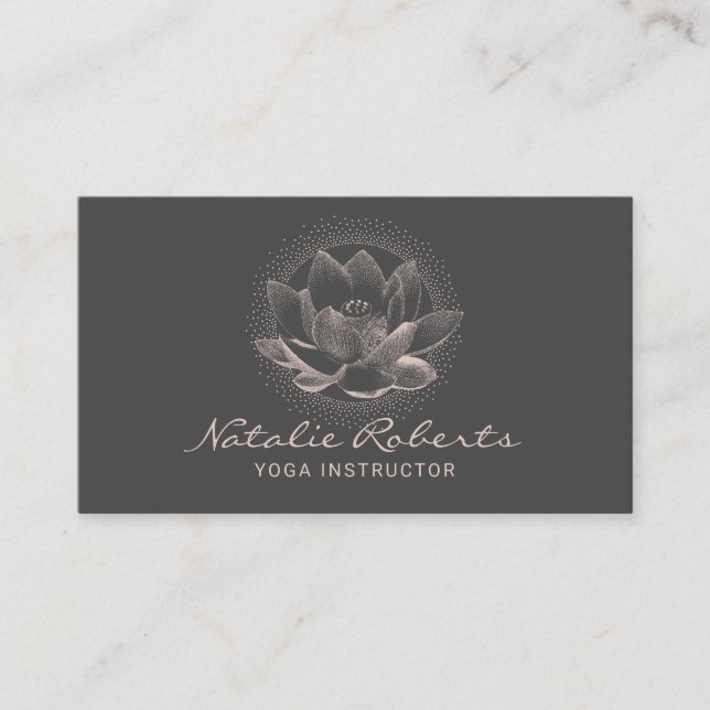 Glowing Lotus Flower illustration Yoga Instructor Business Card (Front)