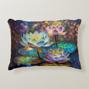 Glowing Lotus Flowers Trio Accent Pillow