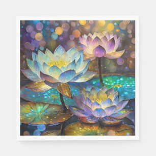 Glowing Lotus Flowers Trio Napkin