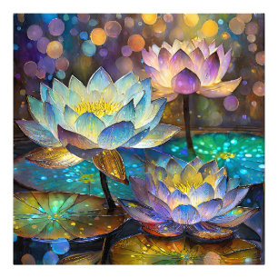 Glowing Lotus Flowers Trio Photo Print