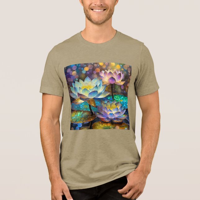 Glowing Lotus Flowers Trio Tri-Blend Shirt (Front)
