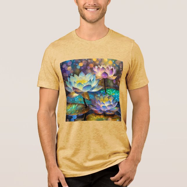 Glowing Lotus Flowers Trio Tri-Blend Shirt (Front)