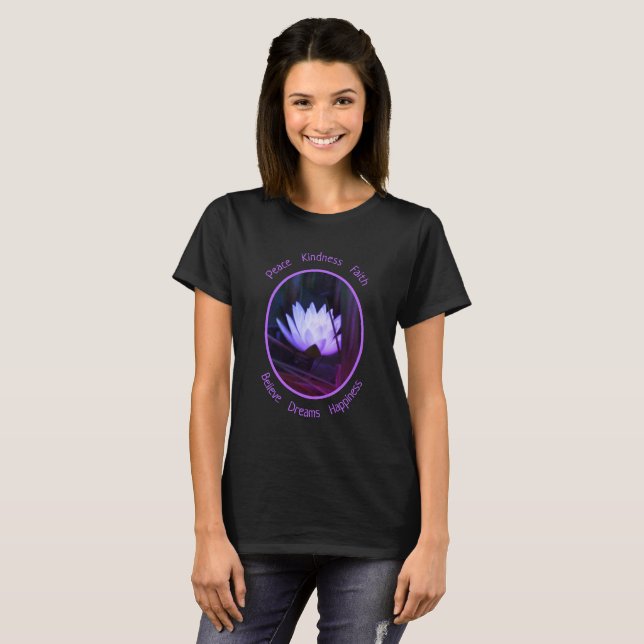 Glowing Lotus Water Lily Flower Inspirational T-Shirt (Front Full)
