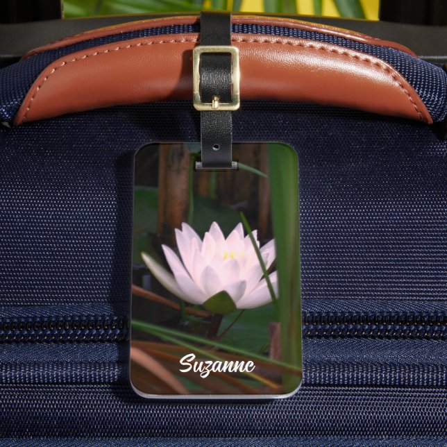 Glowing Lotus Water Lily Flower Personalized Luggage Tag (Front Insitu 2)