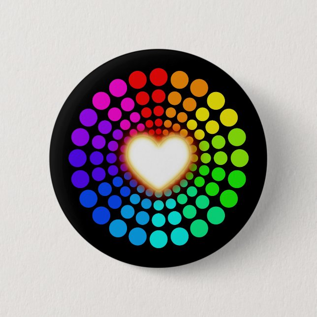 Glowing Love Heart 2 Inch Round Button (Front)