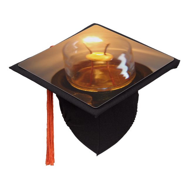 Glowing Low Voltage Light Bulb Graduation Cap Topper (Angled)