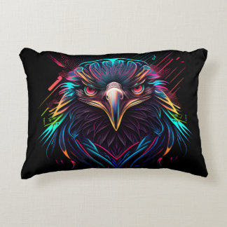 Glowing Luminous Neon Eagle Artistic Accent Pillow