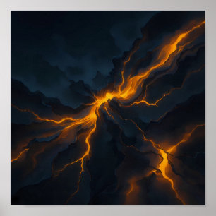 Glowing Magma Fissure Wallpaper - Heavy Texture Poster