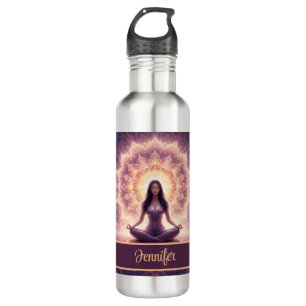 Glowing Mandala Meditation Woman Custom Name       710 Ml Water Bottle