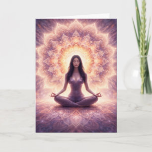 Glowing Mandala Meditation Woman Custom Name       Card