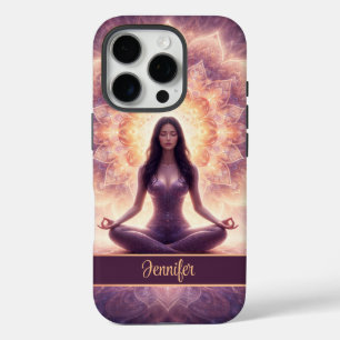 Glowing Mandala Meditation Woman Custom Name       iPhone 16 Pro Case