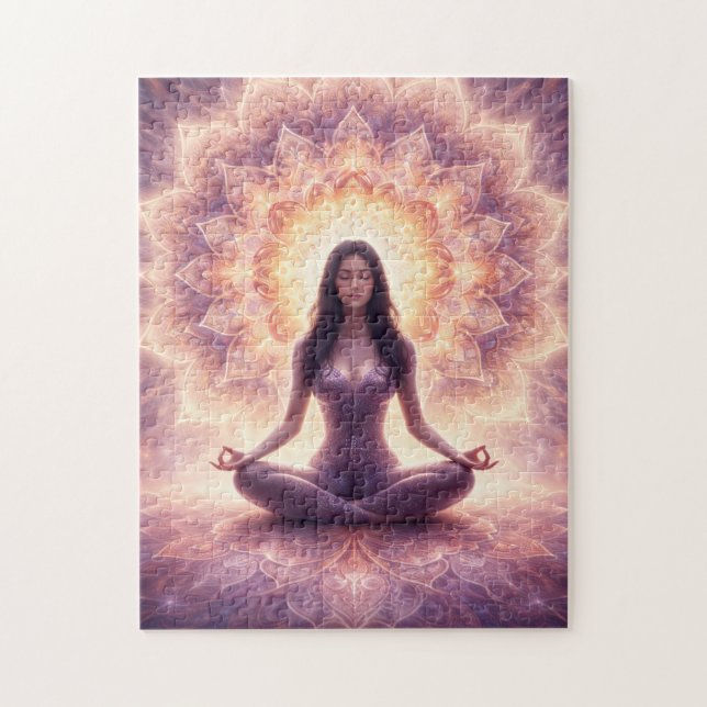 Glowing Mandala Meditation Woman Custom Name       Jigsaw Puzzle (Vertical)