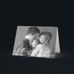 Glowing merry & bright family christmas photo chic holiday card<br><div class="desc">Holiday card features your favourite family photo adorned the greeting Merry & Bright. Make this modern Christmas card a cherished memento for your friends and family.</div>
