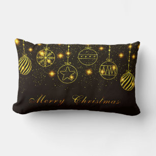 Glowing Merry Christmas symbols Lumbar Pillow