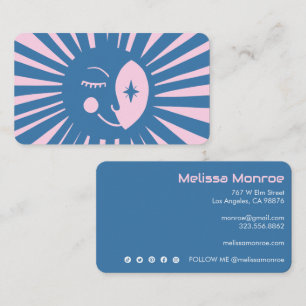 Glowing Moon Cute and Charming Colourful Blue Pink Business Card