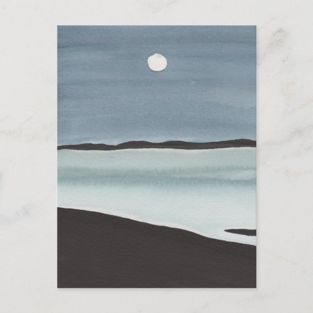 Glowing Moon Over Ocean Postcard (Front)