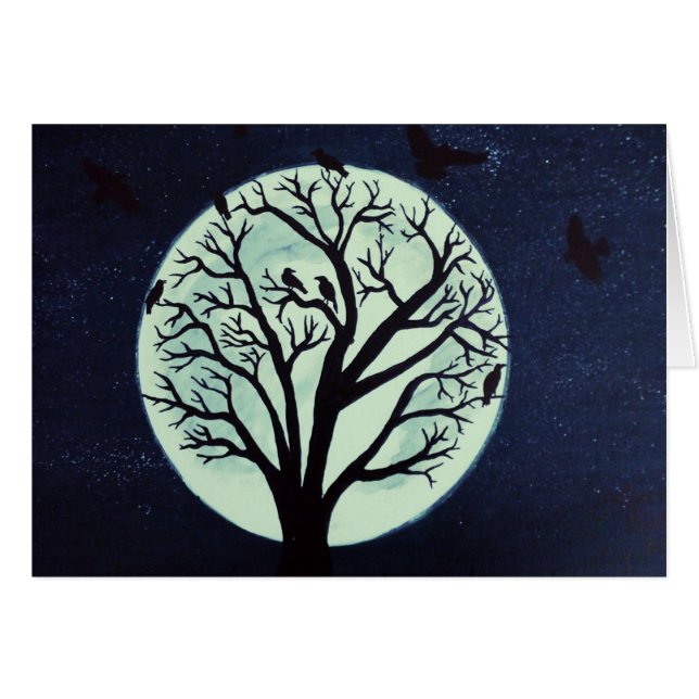 Glowing Moon with Old Tree and Crows (Front Horizontal)