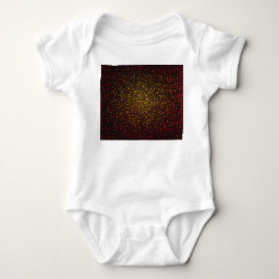 Glowing mosaic, dark yellow-red background. baby bodysuit