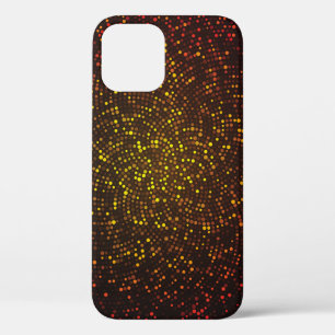 Glowing mosaic, dark yellow-red background. iPhone 12 case