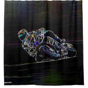 Glowing Motorcycle Rider Circle Racing Sketch