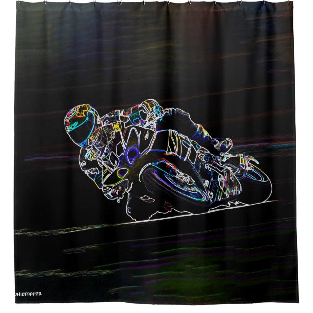 Glowing Motorcycle Rider Circle Racing Sketch (Front)