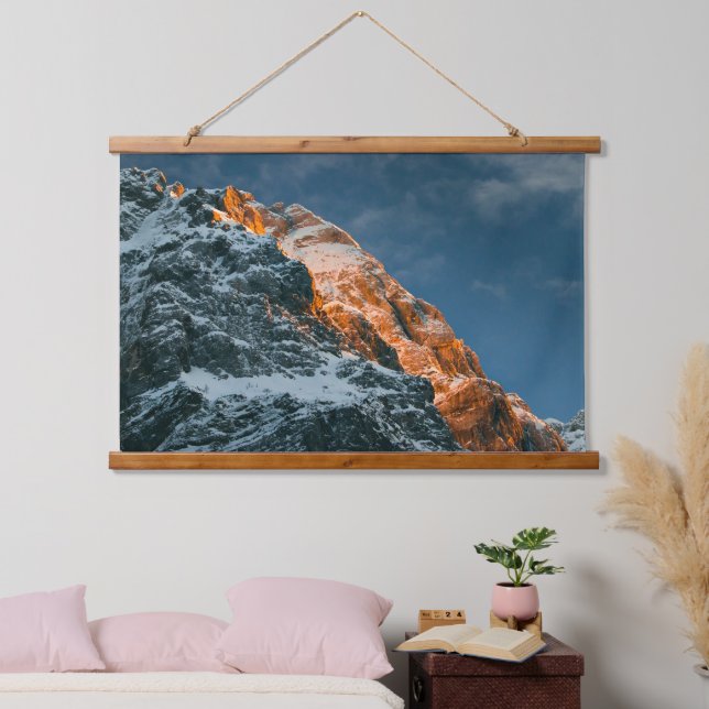 Glowing mountain at sunset hanging tapestry (Bedroom)