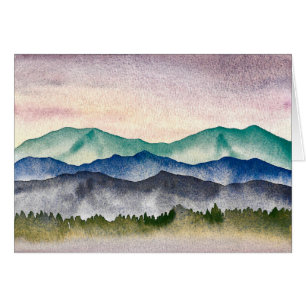 Glowing Mountain Watercolor Landscape 