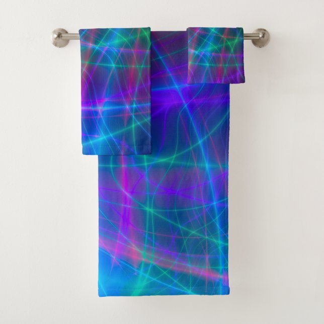 Glowing Multicolored Rays Bath Towel Set (Insitu)