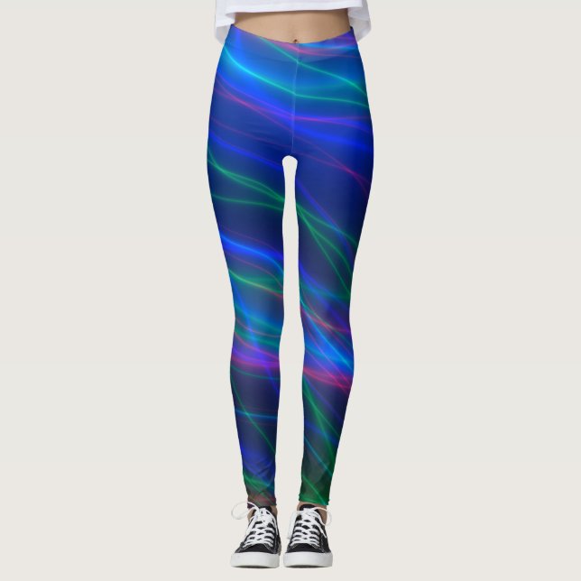 Glowing Multicolored Rays  Leggings (Front)