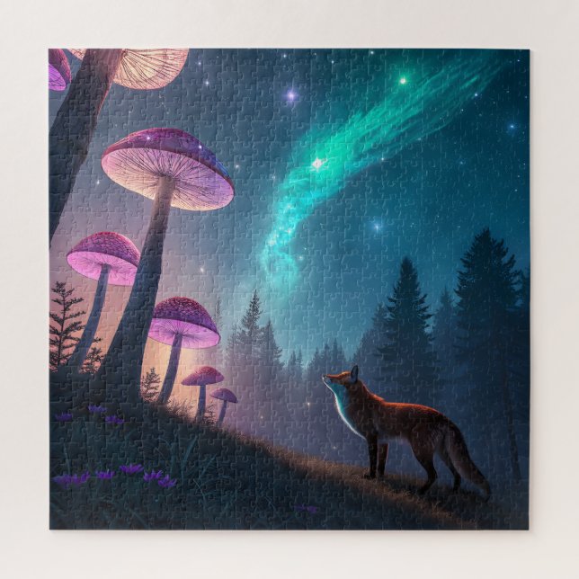 Glowing Mushroom Forest Fox Fantasy Art Jigsaw Puzzle (Vertical)