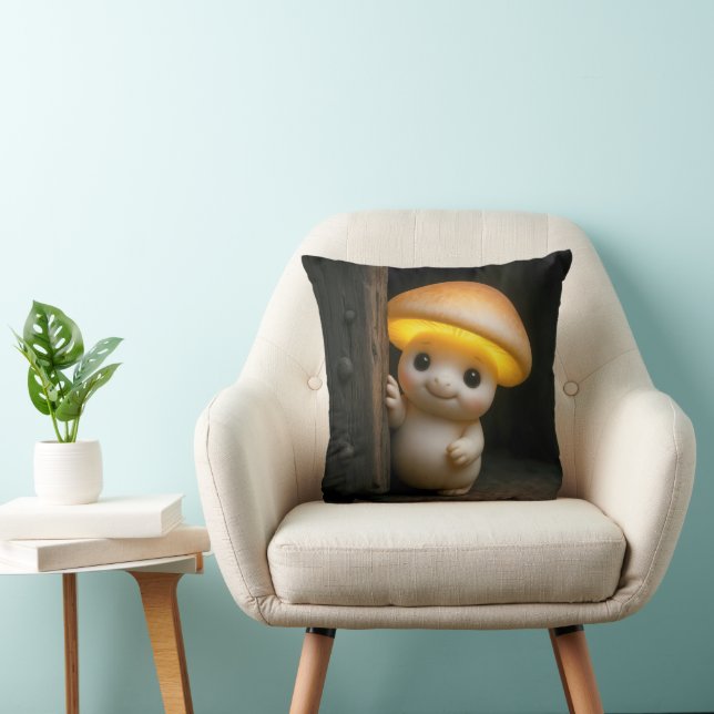 Glowing Mushroom Munchkin Throw Pillow (Chair)