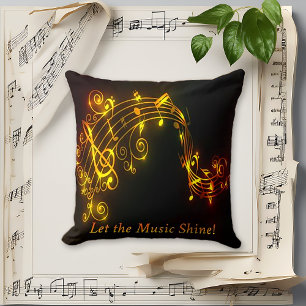 Glowing Musical Notes Throw Pillow