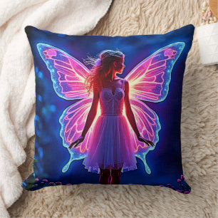 Glowing Mystical Butterfly Fairy Art Throw Pillow