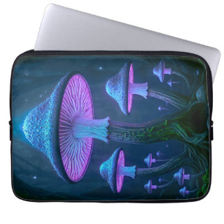 Glowing Neo-Deco Bioluminescent Nature Cyberpunk Laptop Sleeve