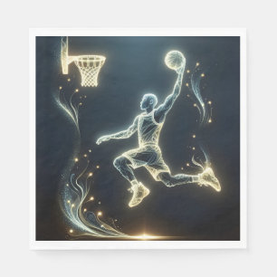 Glowing Neon Basketball Player  Napkin