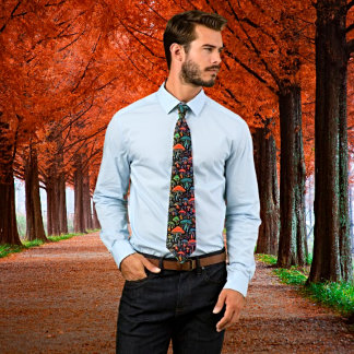 Glowing Neon Bioluminescent Mushrooms Tie