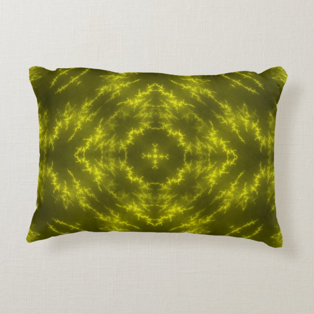 Glowing Neon Electric Thunder Bolts Accent Pillow (Back)