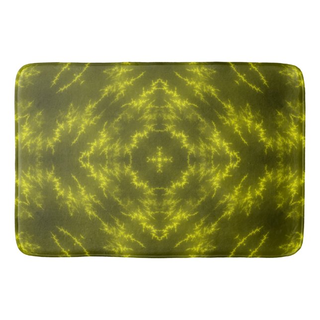Glowing Neon Electric Thunder Bolts Bath Mat (Front)
