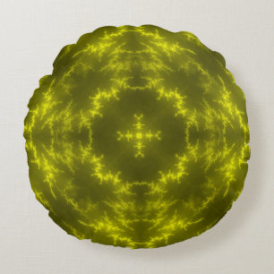 Glowing Neon Electric Thunder Bolts Round Pillow