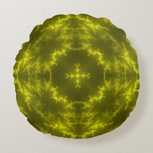 Glowing Neon Electric Thunder Bolts Round Pillow (Front)