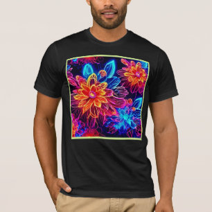 Glowing Neon Flowers Art T-Shirt
