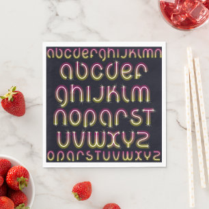 Glowing Neon Font Paper Napkins