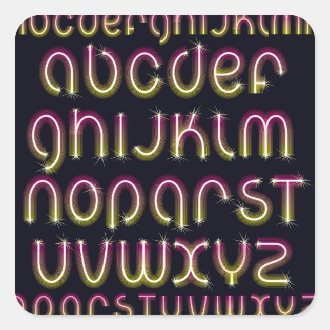 Glowing Neon Font Stickers (Front)
