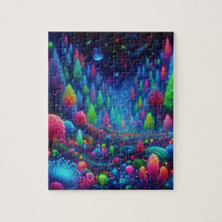 Glowing Neon Forest Jigsaw Puzzle