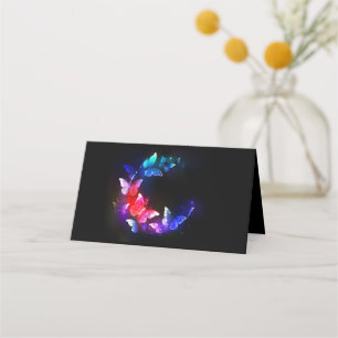 Glowing Neon Night Butterflies on Black background Appointment Card