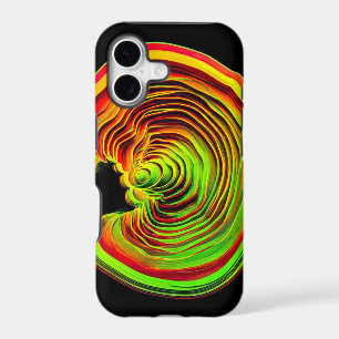Glowing Neon Red Green Topographic Lines